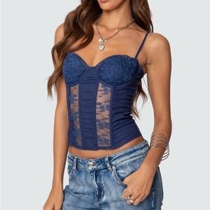 Edikted Women's Avena Linen Look Lacey Corset Size S